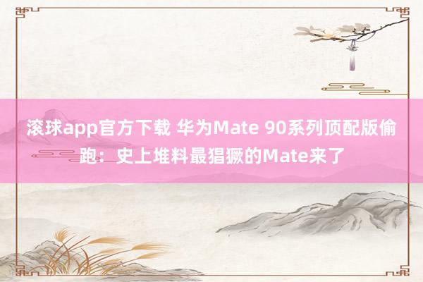 滚球app官方下载 华为Mate 90系列顶配版偷跑：史上堆料最猖獗的Mate来了