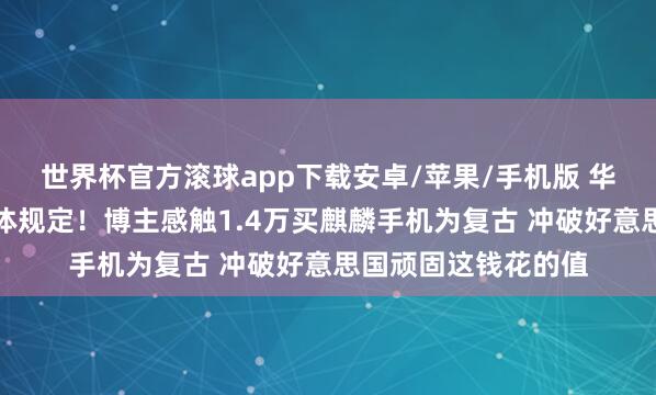 世界杯官方滚球app下载安卓/苹果/手机版 华为韬定律改写半导体规定！博主感触1.4万买麒麟手机为复古 冲破好意思国顽固这钱花的值
