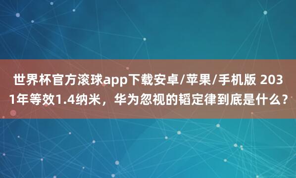世界杯官方滚球app下载安卓/苹果/手机版 2031年等效1.4纳米，华为忽视的韬定律到底是什么？