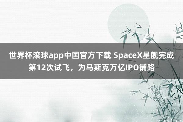 世界杯滚球app中国官方下载 SpaceX星舰完成第12次试飞，为马斯克万亿IPO铺路