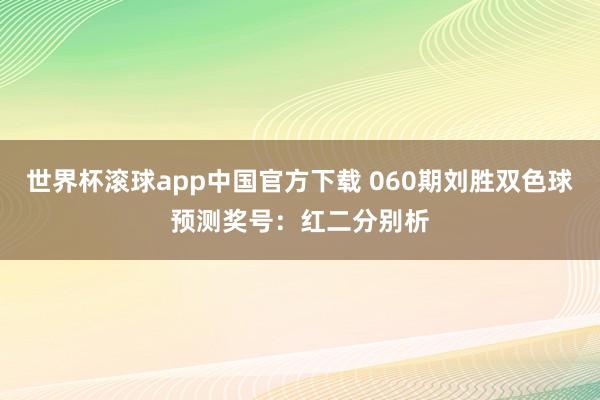 世界杯滚球app中国官方下载 060期刘胜双色球预测奖号：红二分别析