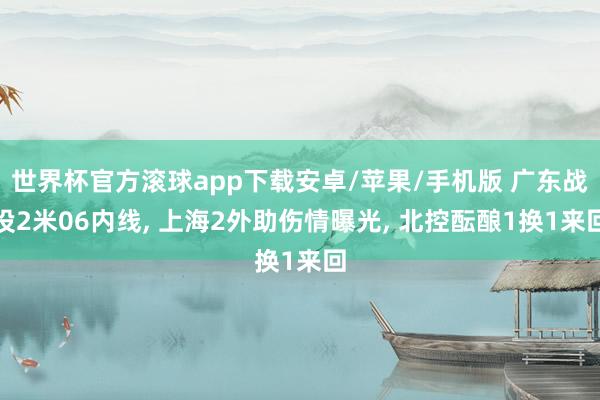 世界杯官方滚球app下载安卓/苹果/手机版 广东战役2米06内线, 上海2外助伤情曝光, 北控酝酿1换1来回