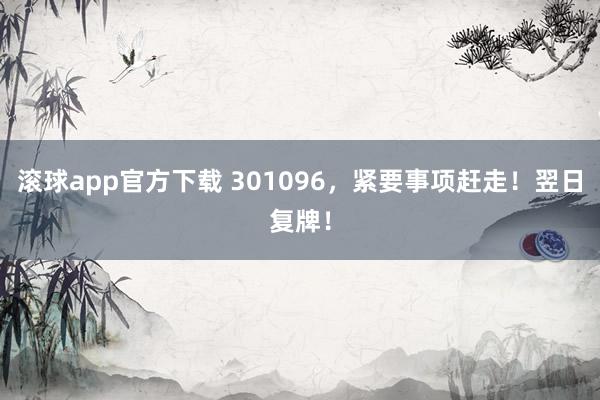滚球app官方下载 301096，紧要事项赶走！翌日复牌！
