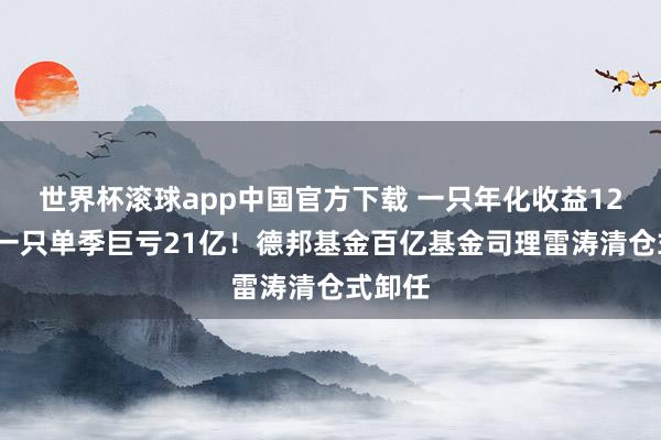 世界杯滚球app中国官方下载 一只年化收益122%，一只单季巨亏21亿！德邦基金百亿基金司理雷涛清仓式卸任