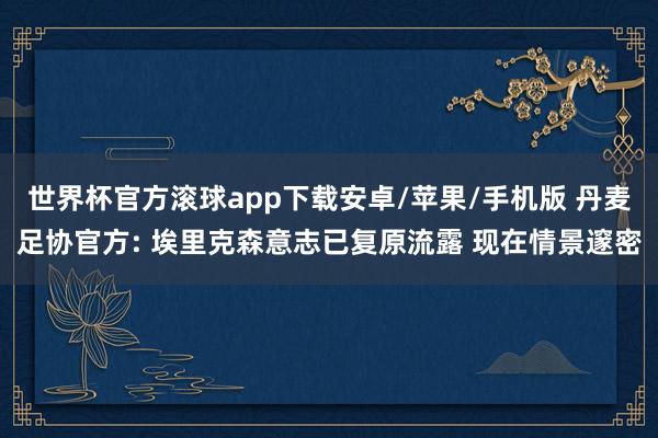 世界杯官方滚球app下载安卓/苹果/手机版 丹麦足协官方: 埃里克森意志已复原流露 现在情景邃密