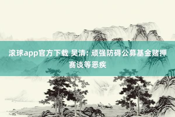 滚球app官方下载 吴清: 顽强防碍公募基金赌押赛谈等恶疾