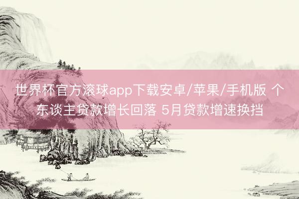 世界杯官方滚球app下载安卓/苹果/手机版 个东谈主贷款增长回落 5月贷款增速换挡