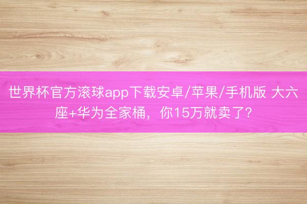 世界杯官方滚球app下载安卓/苹果/手机版 大六座+华为全家桶，你15万就卖了？