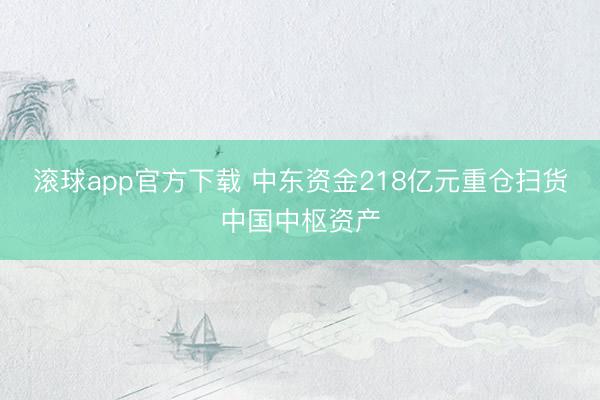 滚球app官方下载 中东资金218亿元重仓扫货中国中枢资产